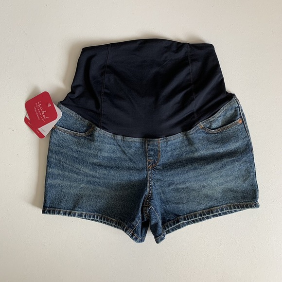 Isabel Maternity by Ingrid & Isabel Pants - Isabel Maternity Shorts Size 8 Blue Jean Maternity Shorts Crossover Panel NWT